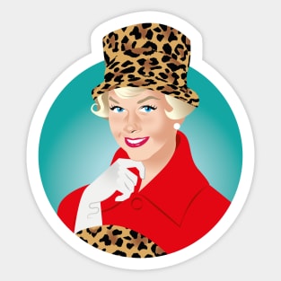 Lady in leopard print hat Sticker